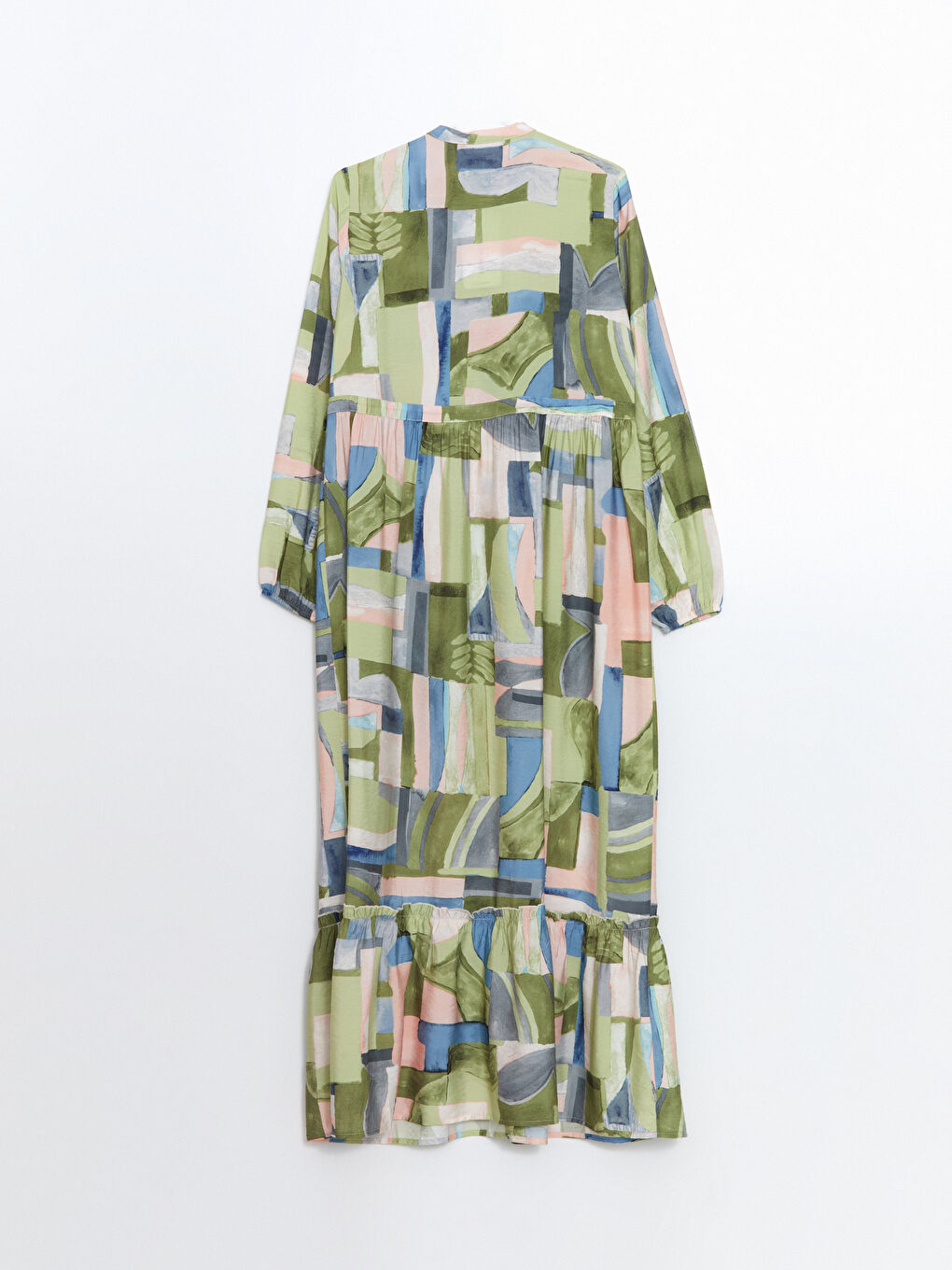 Grandad Collar Patterned Women'S Shirt Dress -S5G106Z8-LRR