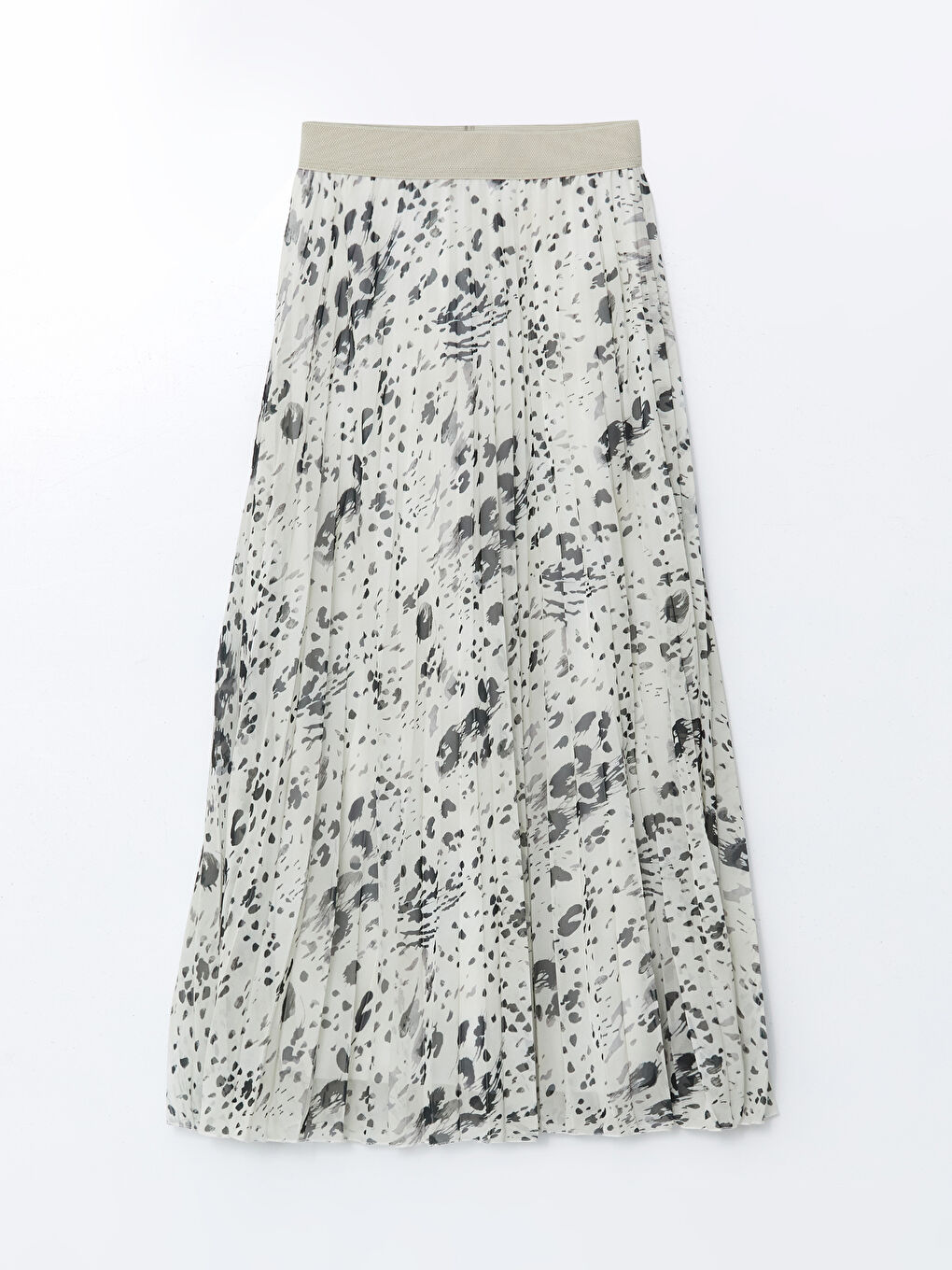 Elastic Waist Patterned Chiffon Women's Pleated Skirt -S5G115Z8-LQA