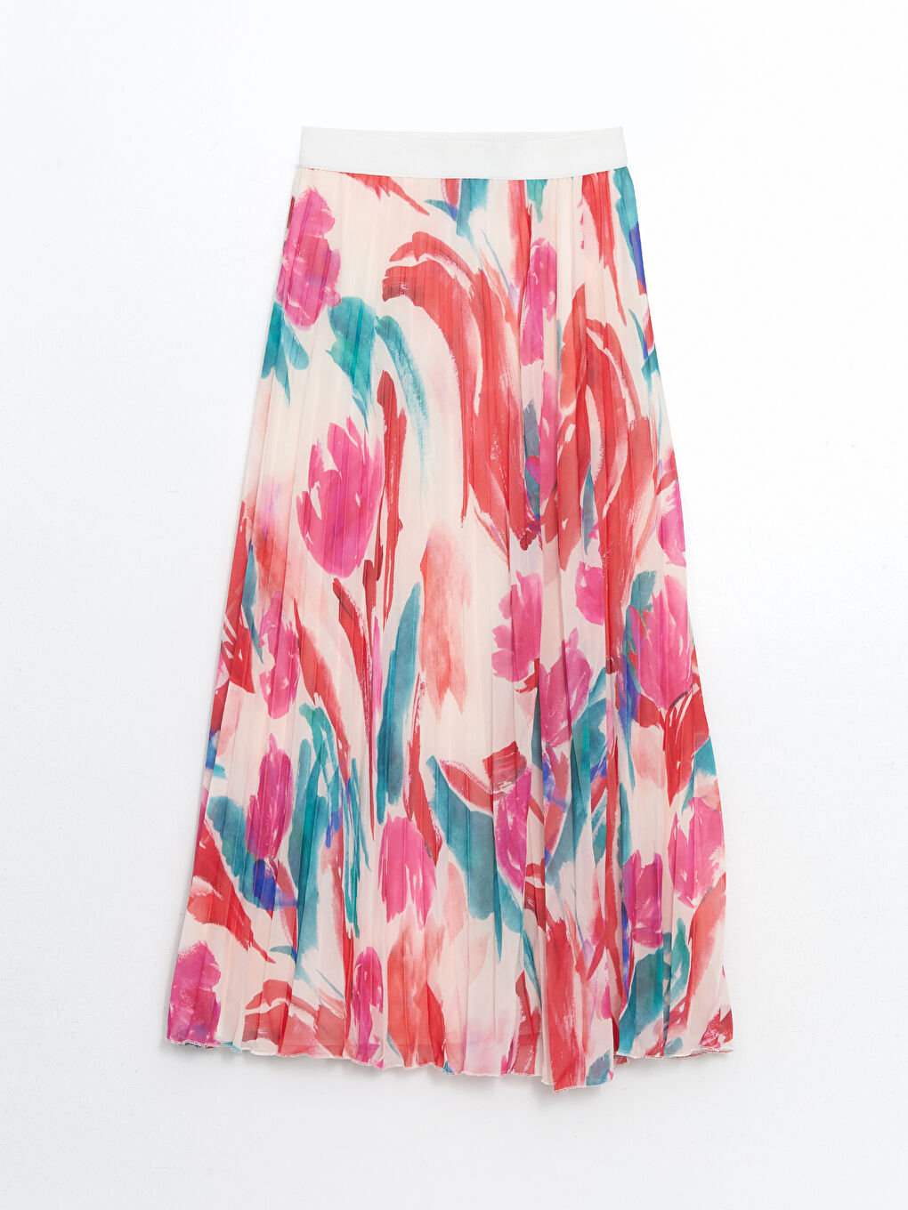Elastic Waist Patterned Chiffon Women's Pleated Skirt -S5G115Z8-LT4