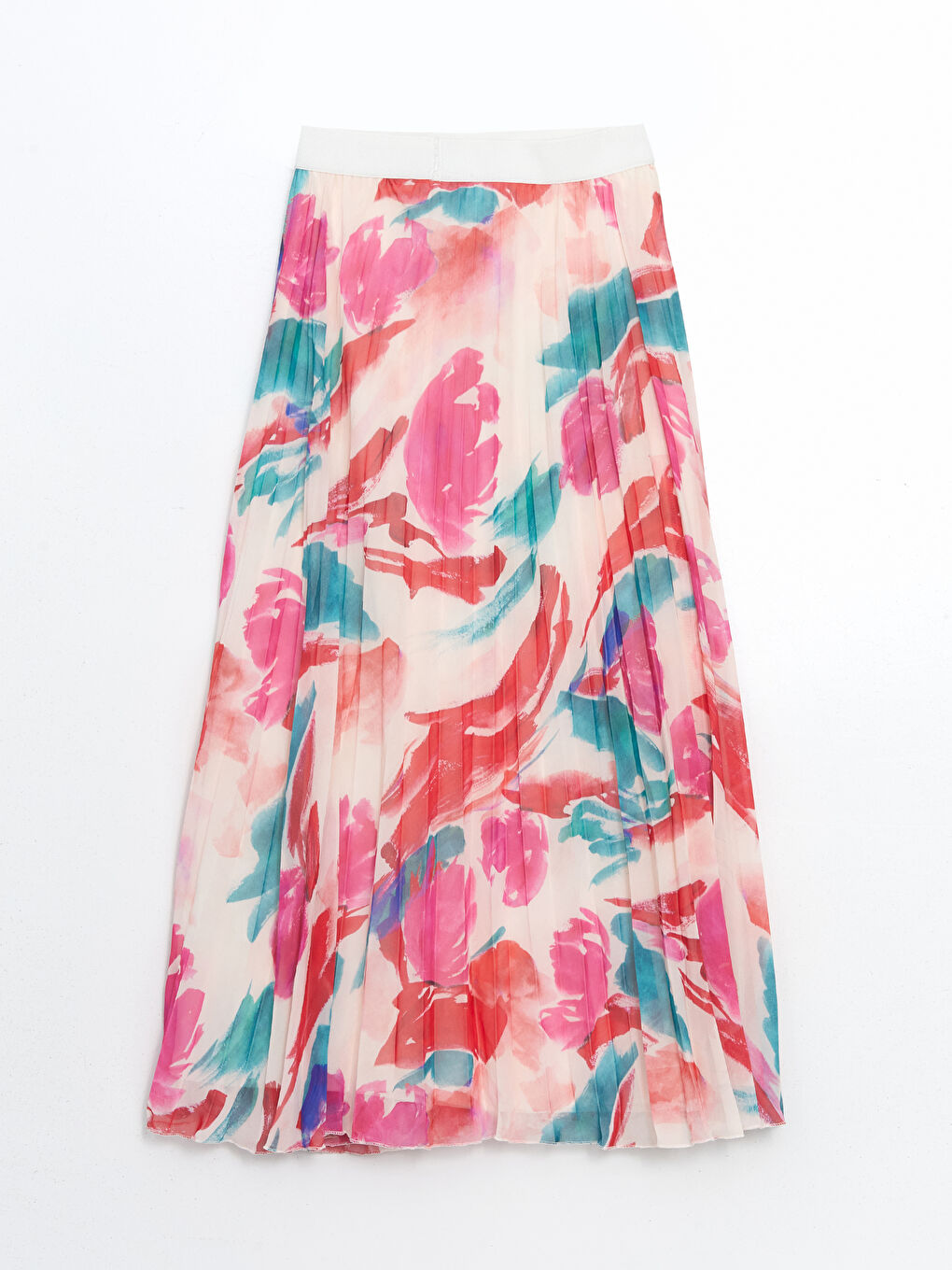 Elastic Waist Patterned Chiffon Women's Pleated Skirt -S5G115Z8-LT4