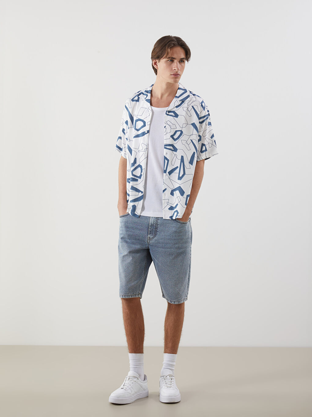 XSIDE Regular Fit Resort Collar Short Sleeve Men's Shirt -S5G124Z8-LSJ