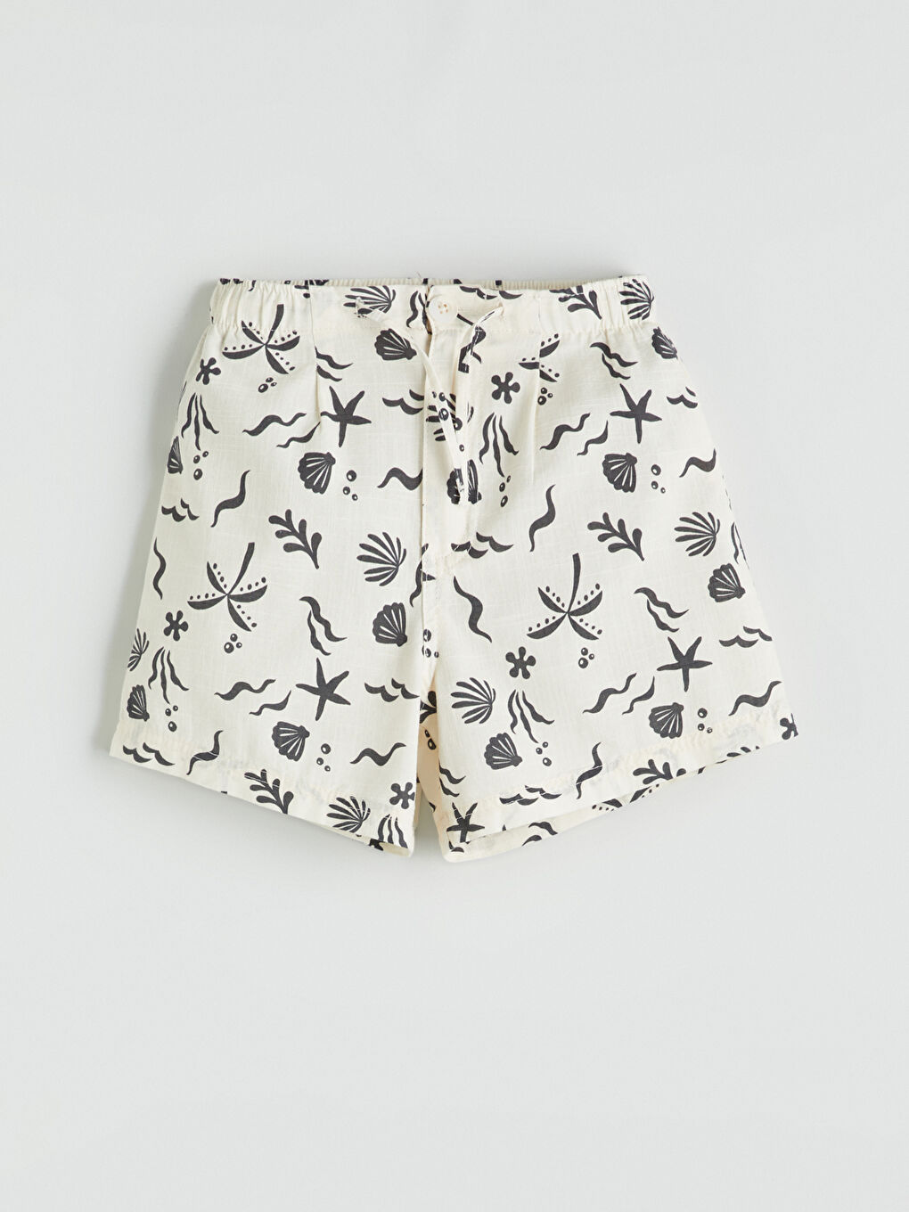 Ekru Beli Lastikli Kız Çocuk Şort