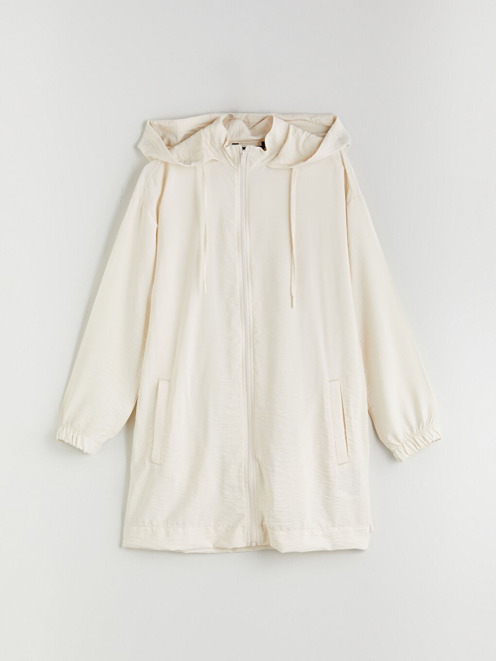 Bej Kapüşonlu Düz Oversize Kadın Tunik-4