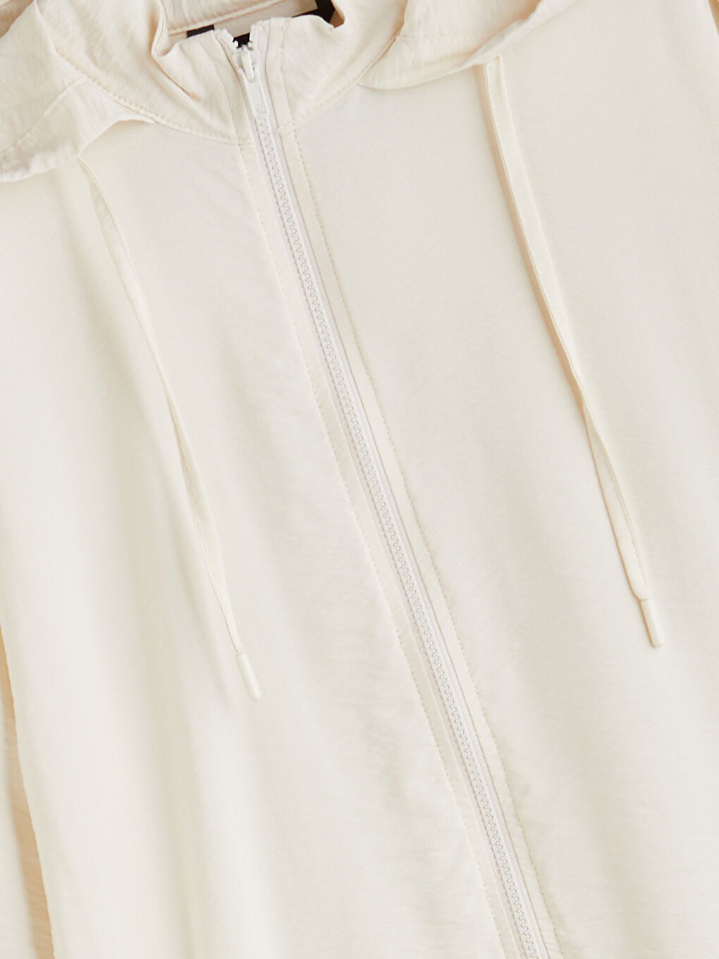 Bej Kapüşonlu Düz Oversize Kadın Tunik-5