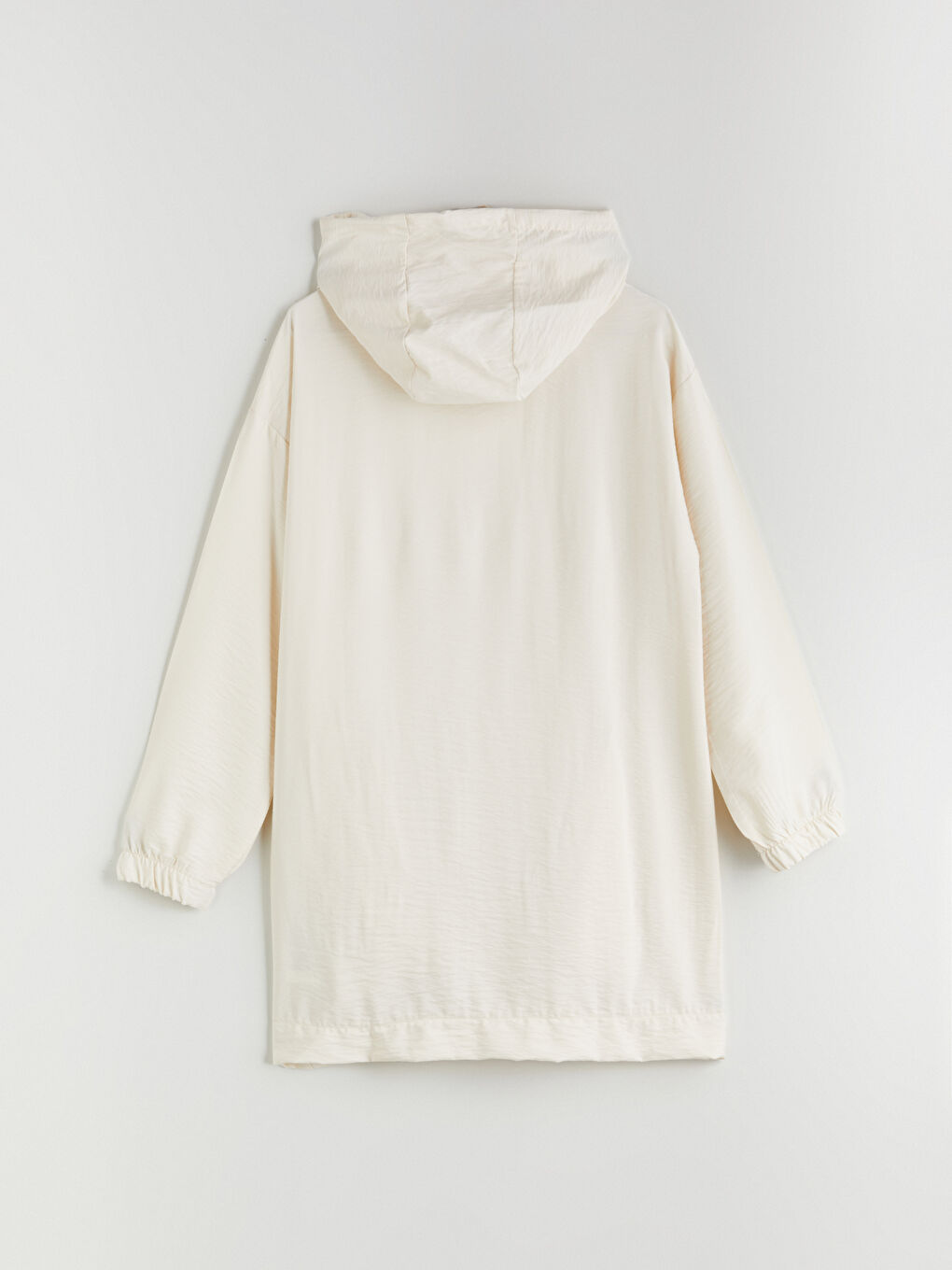 Bej Kapüşonlu Düz Oversize Kadın Tunik-6
