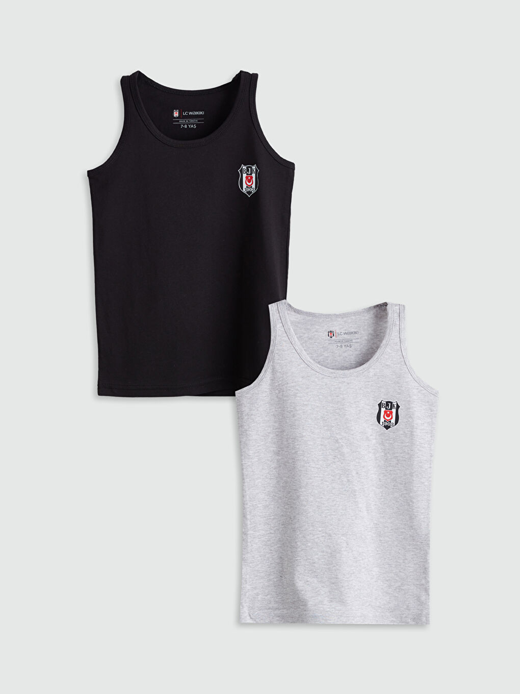 Siyah Bisiklet Yaka Beşiktaş Baskılı Erkek Çocuk Atlet 2'li