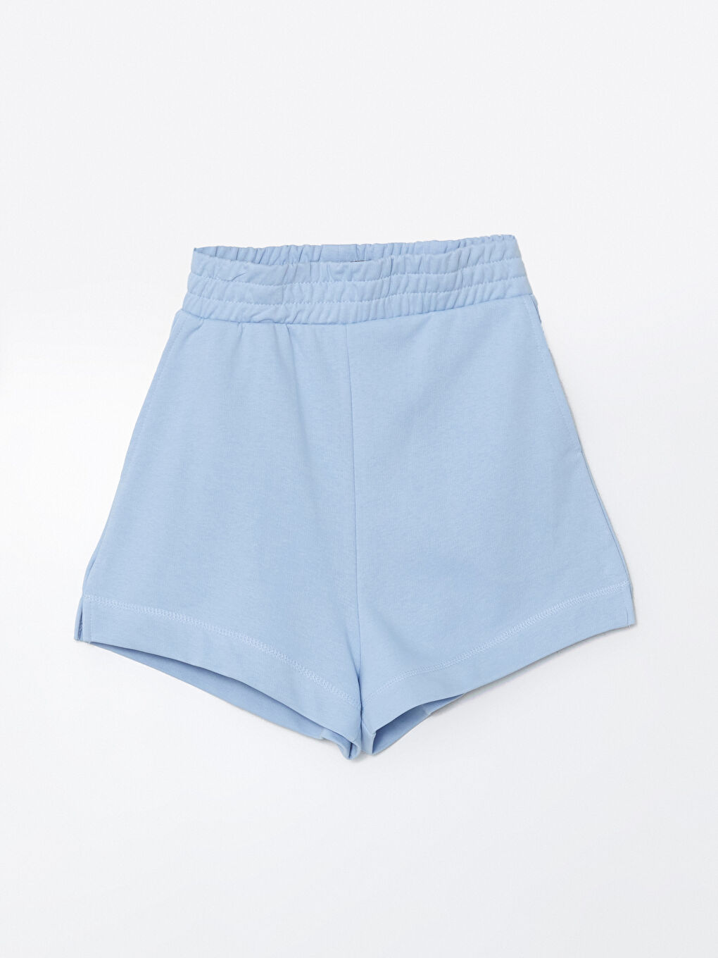 Mavi Beli Lastikli Kadın Şort-4
