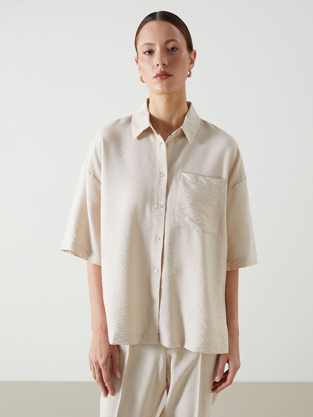 Oversize Dobby Women's Shirt -S5G190Z8-DWR