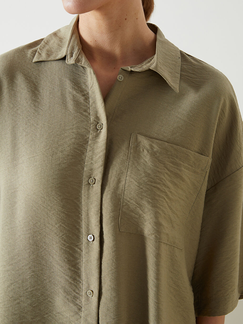 Oversize Dobby Women's Shirt -S5G190Z8-Y1Q