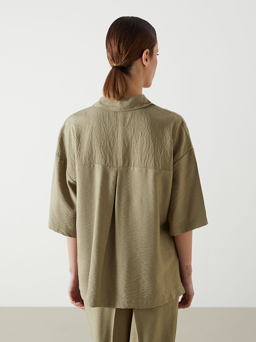Oversize Dobby Women's Shirt -S5G190Z8-Y1Q