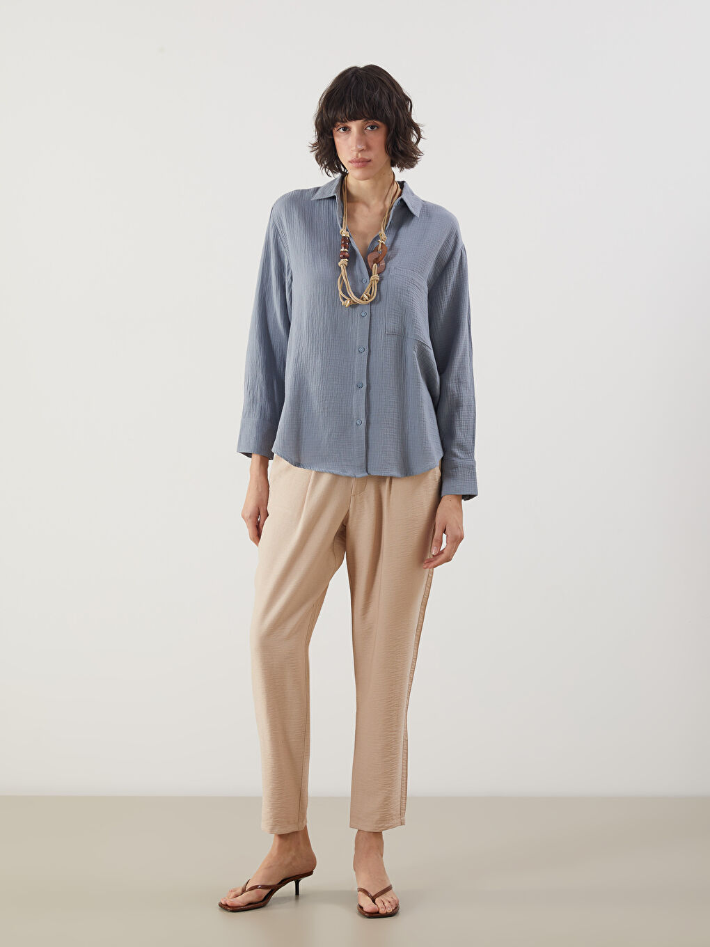 Textured Women's Shirt -S5G192Z8-JX7