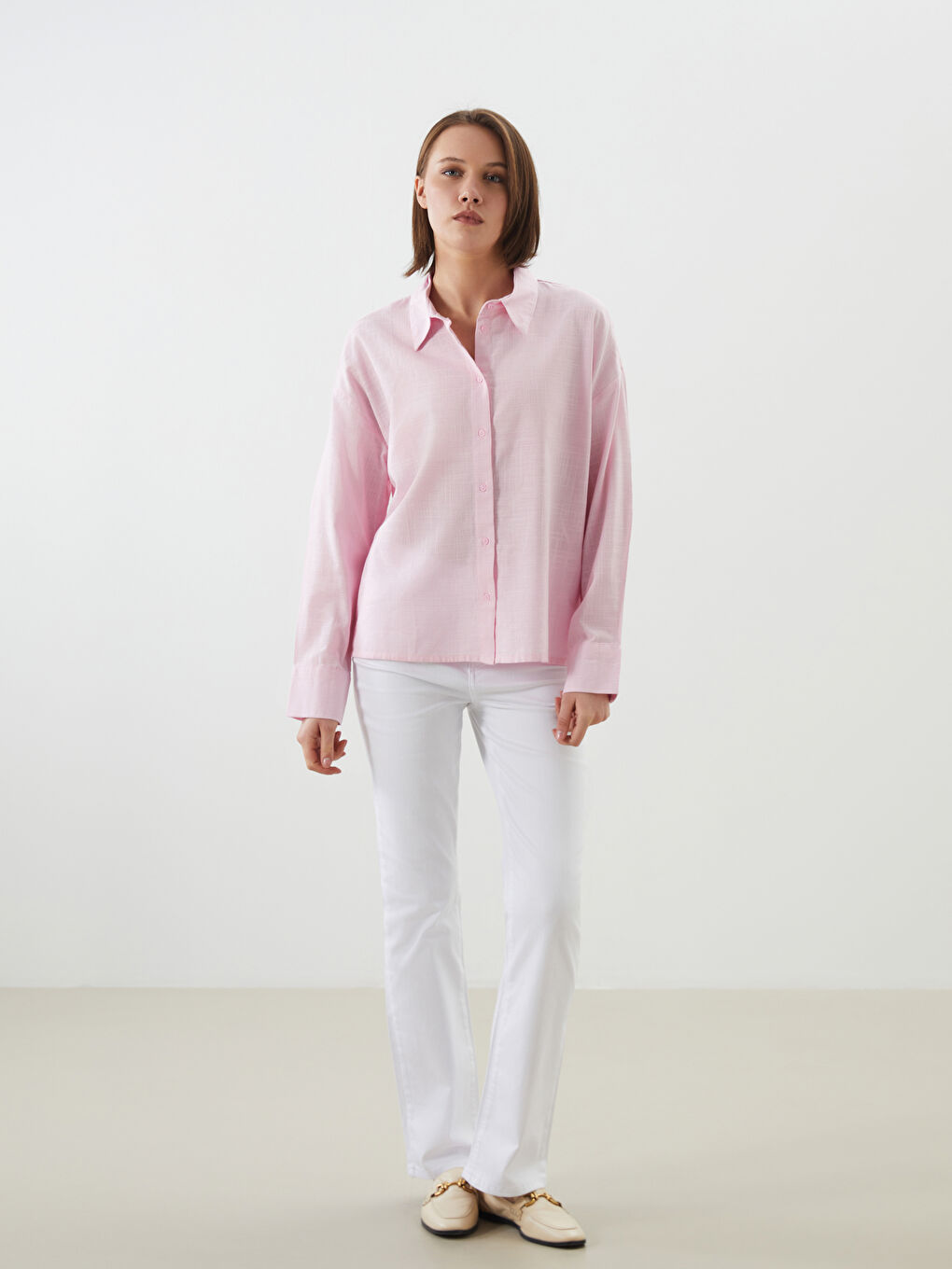 Plain Long Sleeve Oversize Women's Shirt -S5G197Z8-Y1X