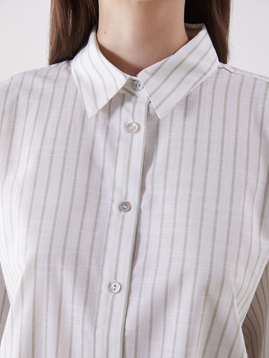 Chemise Rayée Surdimensionnée en Mélange de Lin pour Femmes-2