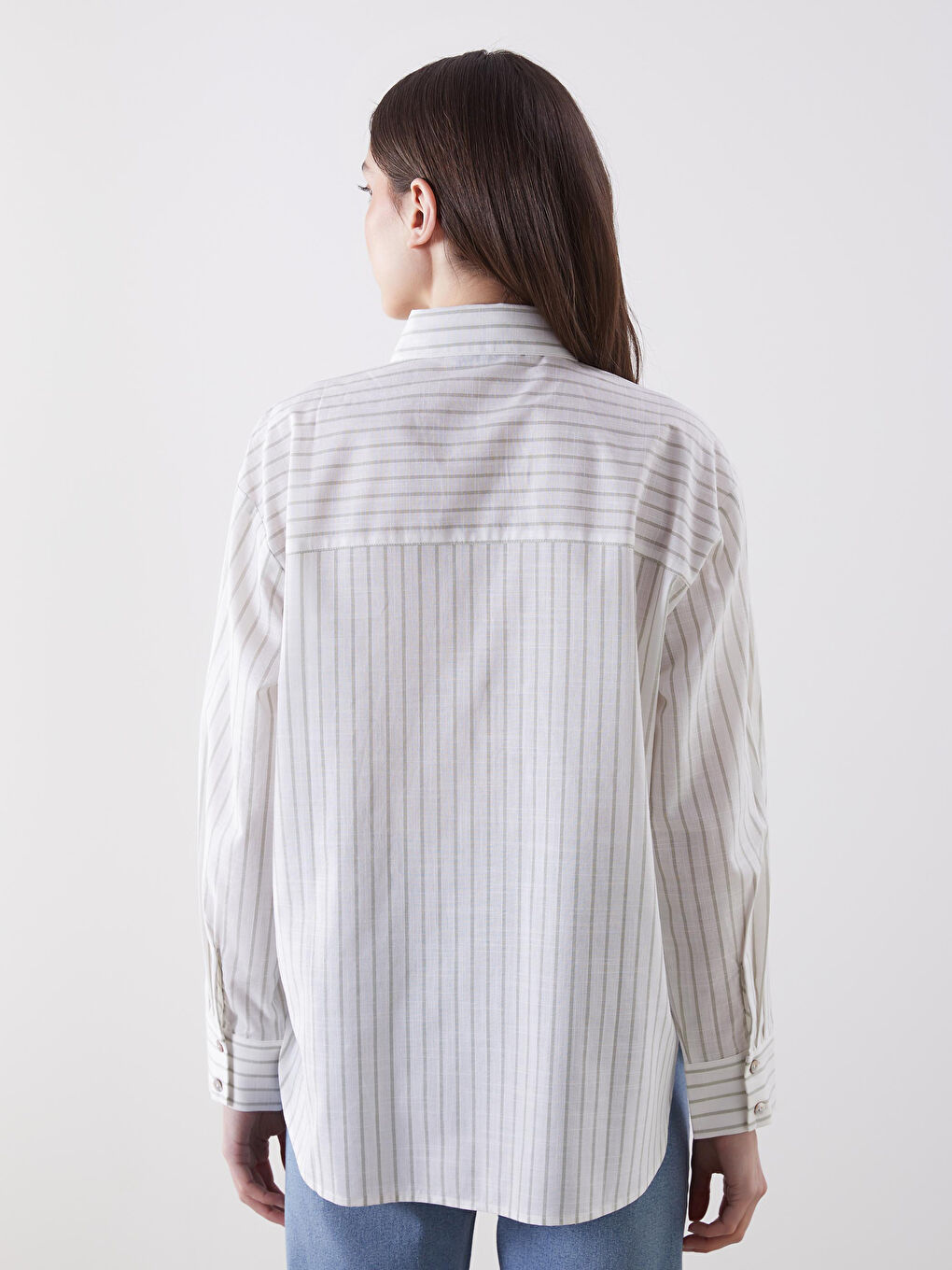 Chemise Rayée Surdimensionnée en Mélange de Lin pour Femmes-3