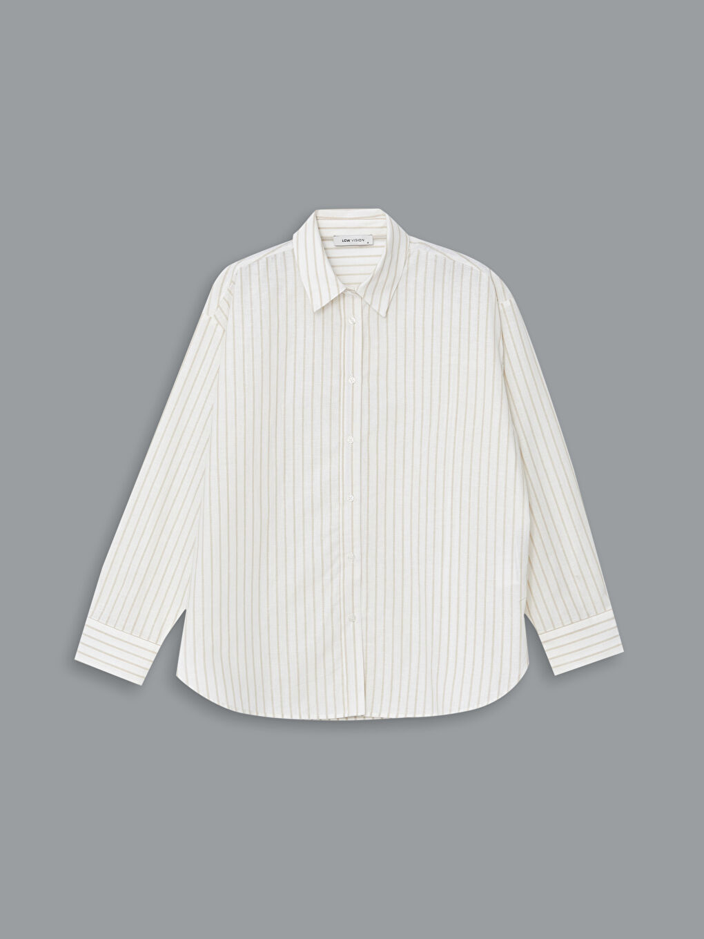 Striped Oversize Linen Blend Women's Shirt-4