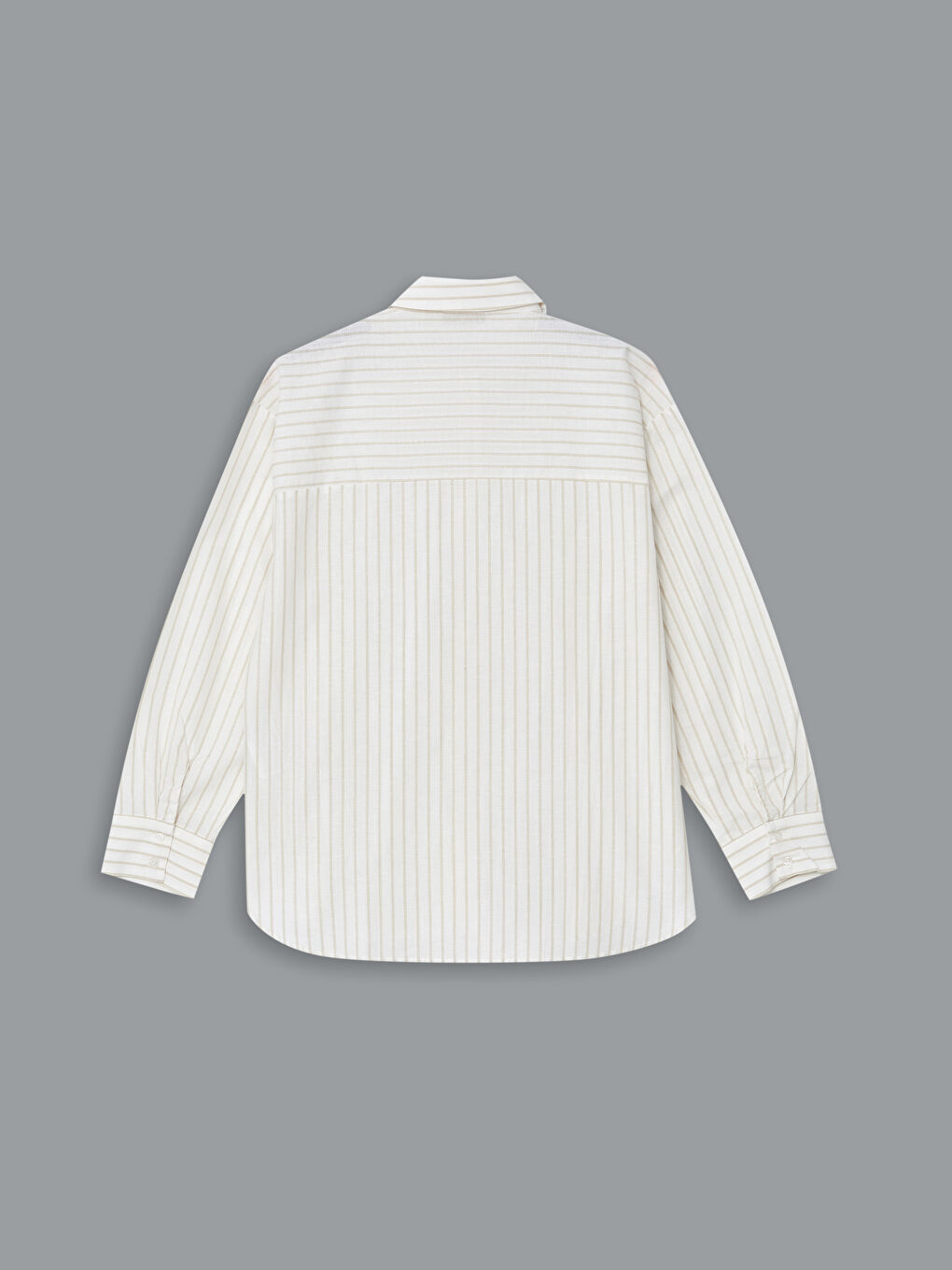 Striped Oversize Linen Blend Women's Shirt-5
