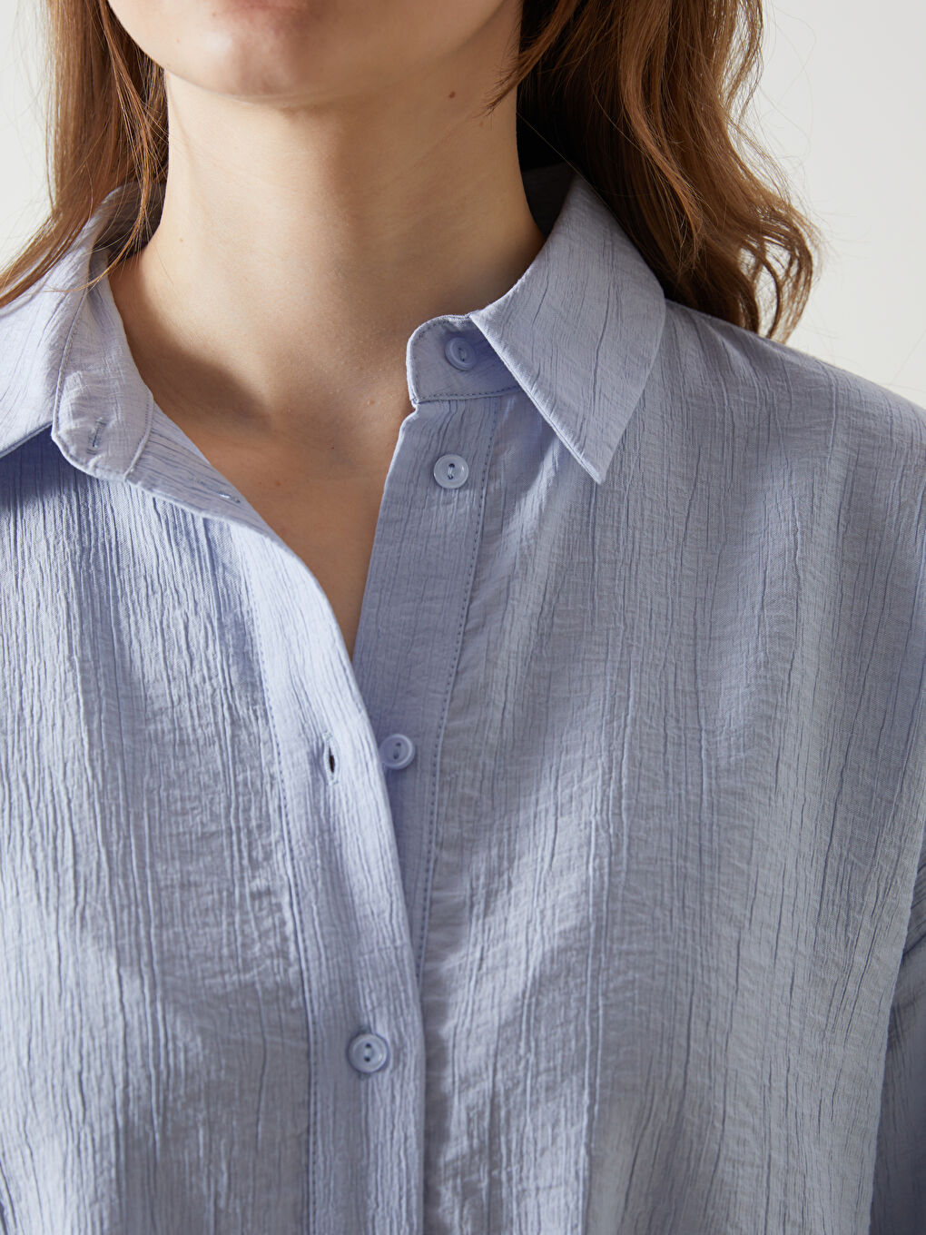 Textured Oversize Women's Shirt -S5G199Z8-DWB