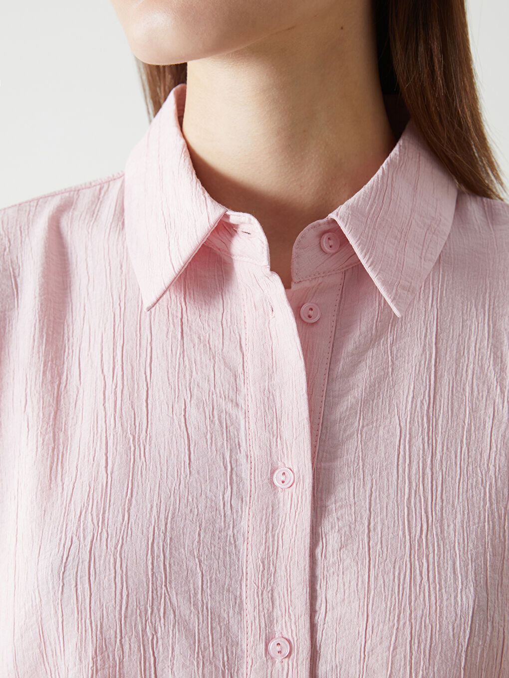 Textured Oversize Women's Shirt -S5G199Z8-VVC