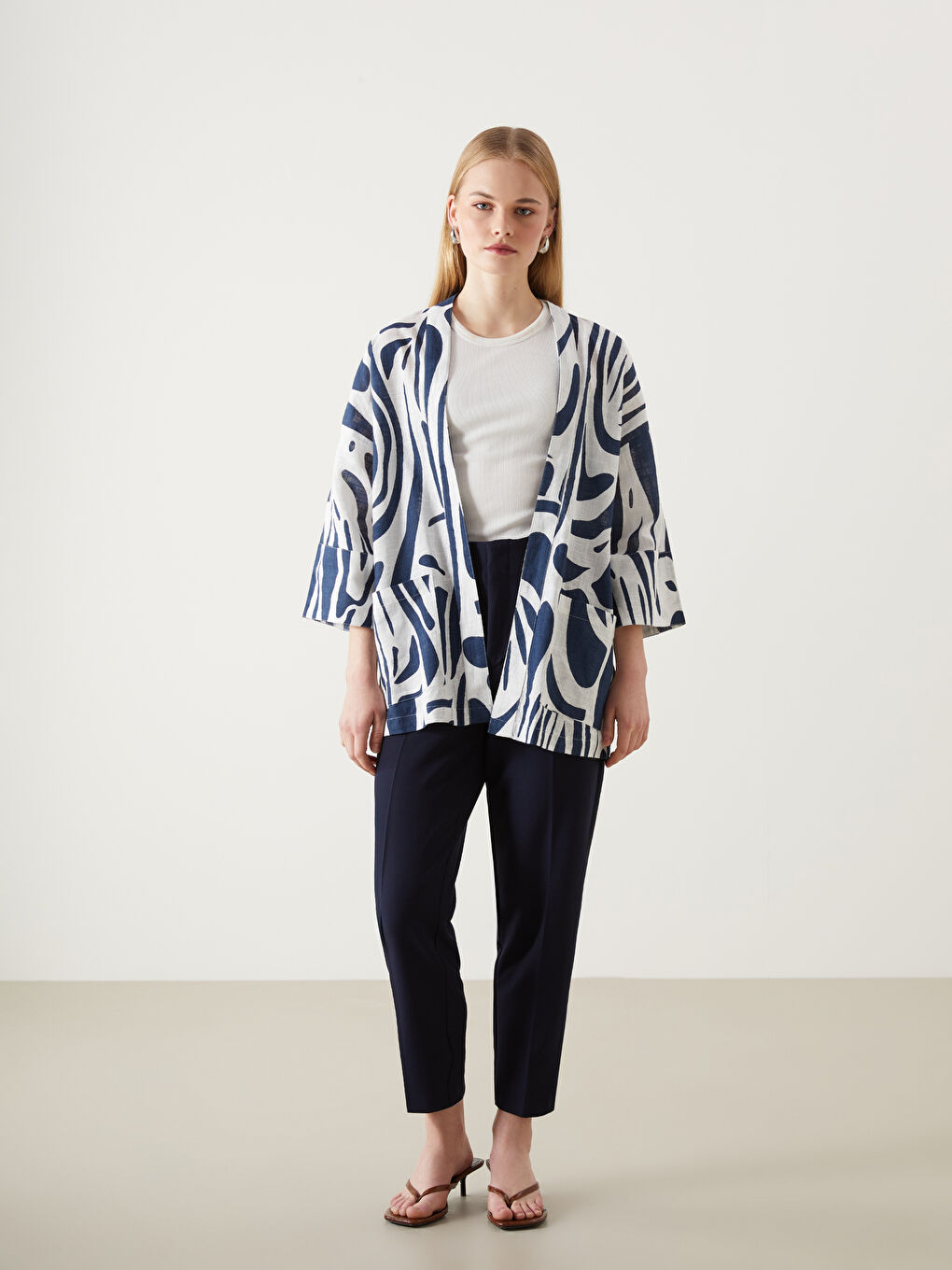 LCW Vision Shawl Collar Patterned Women's Kimono -S5G202Z8-LSJ