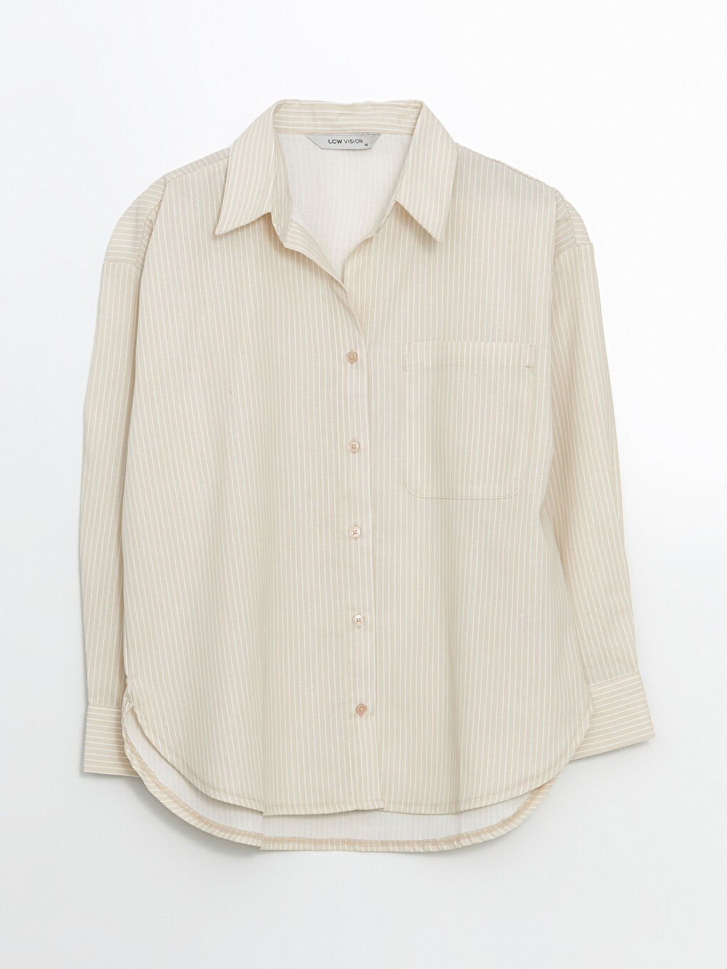 Striped Oversize Linen Blend Women's Shirt-4