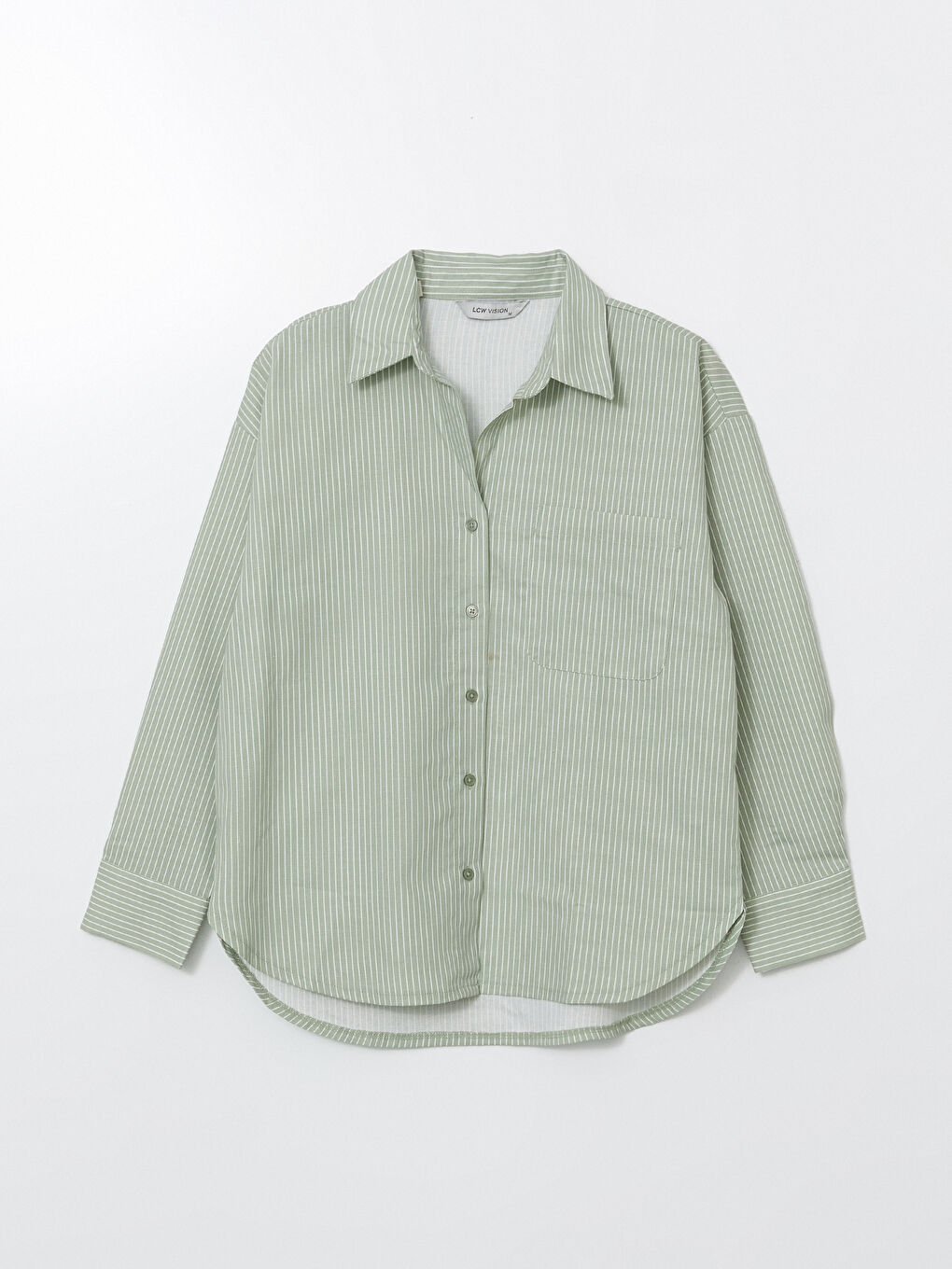 قميص نسائي واسع الحجم مُخَطَّط بمزيج الكتان-4