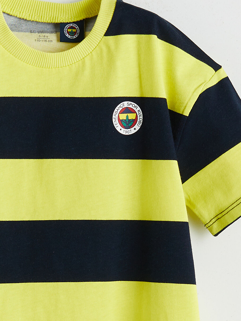 Sarı Çizgili Fenerbahçe Baskılı Erkek Çocuk Tişört-2