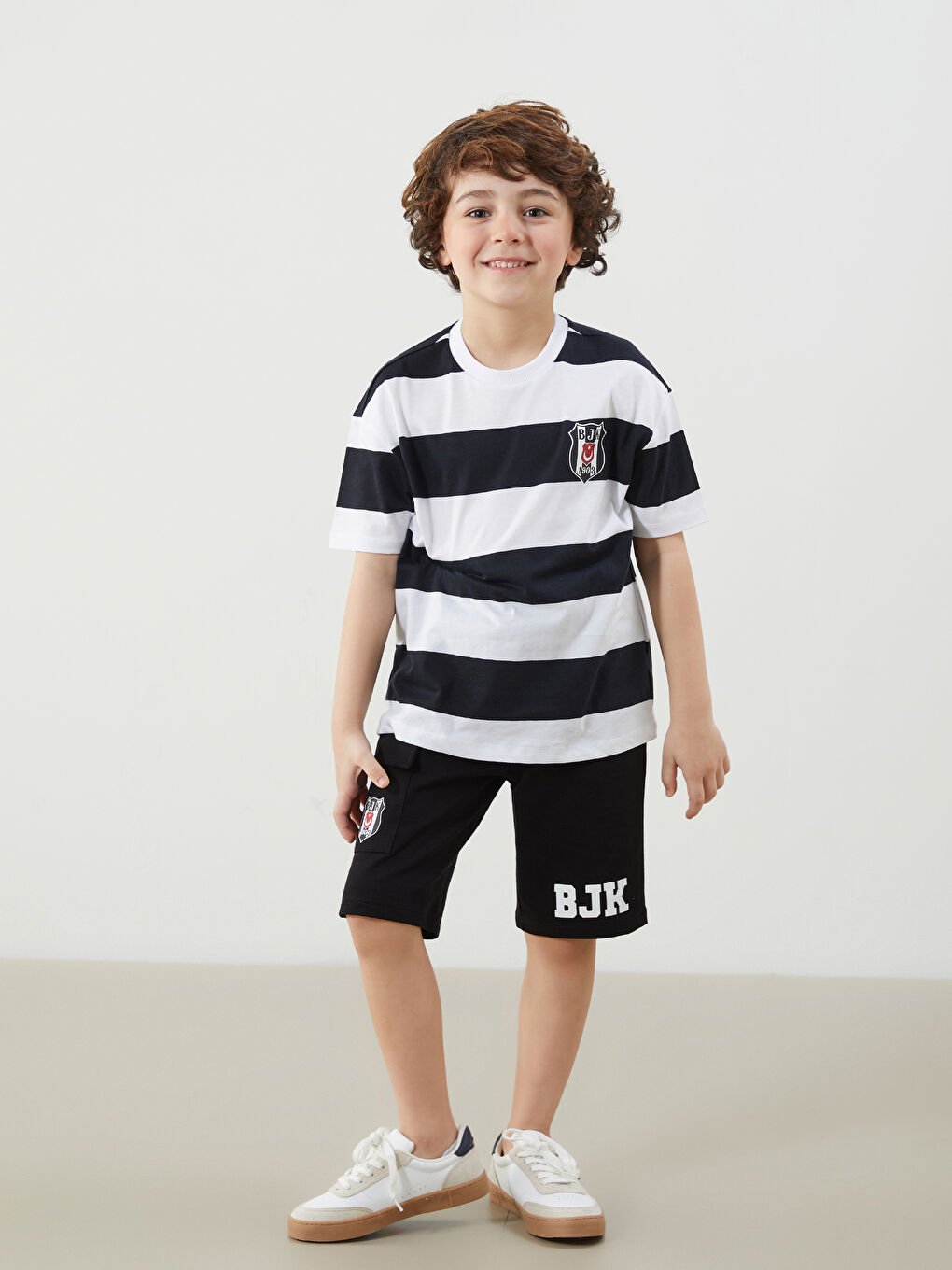Beşiktaş Printed Striped Boys' T-Shirt -S5G212Z1-LEG