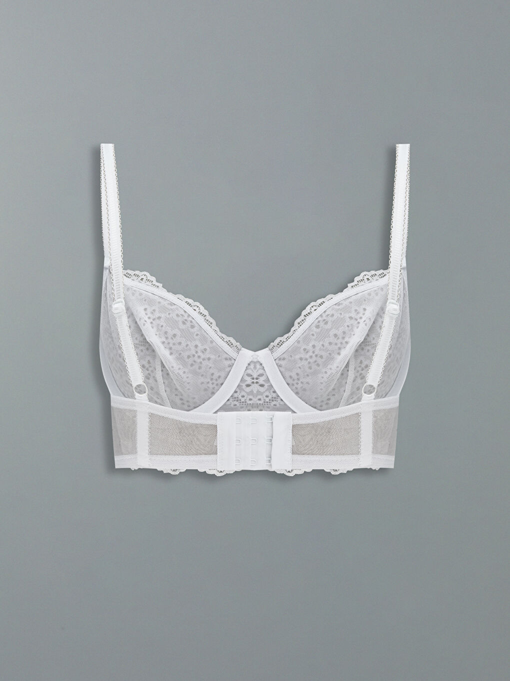 Beyaz Balenli Dolgusuz Dantelli Tişört Sütyen-2