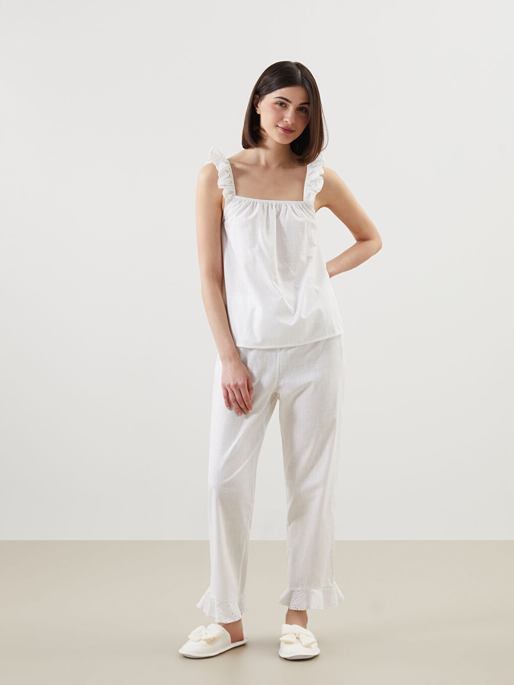 U Neck Embroidered Women's Pyjama Set -S5G230Z8-JYX