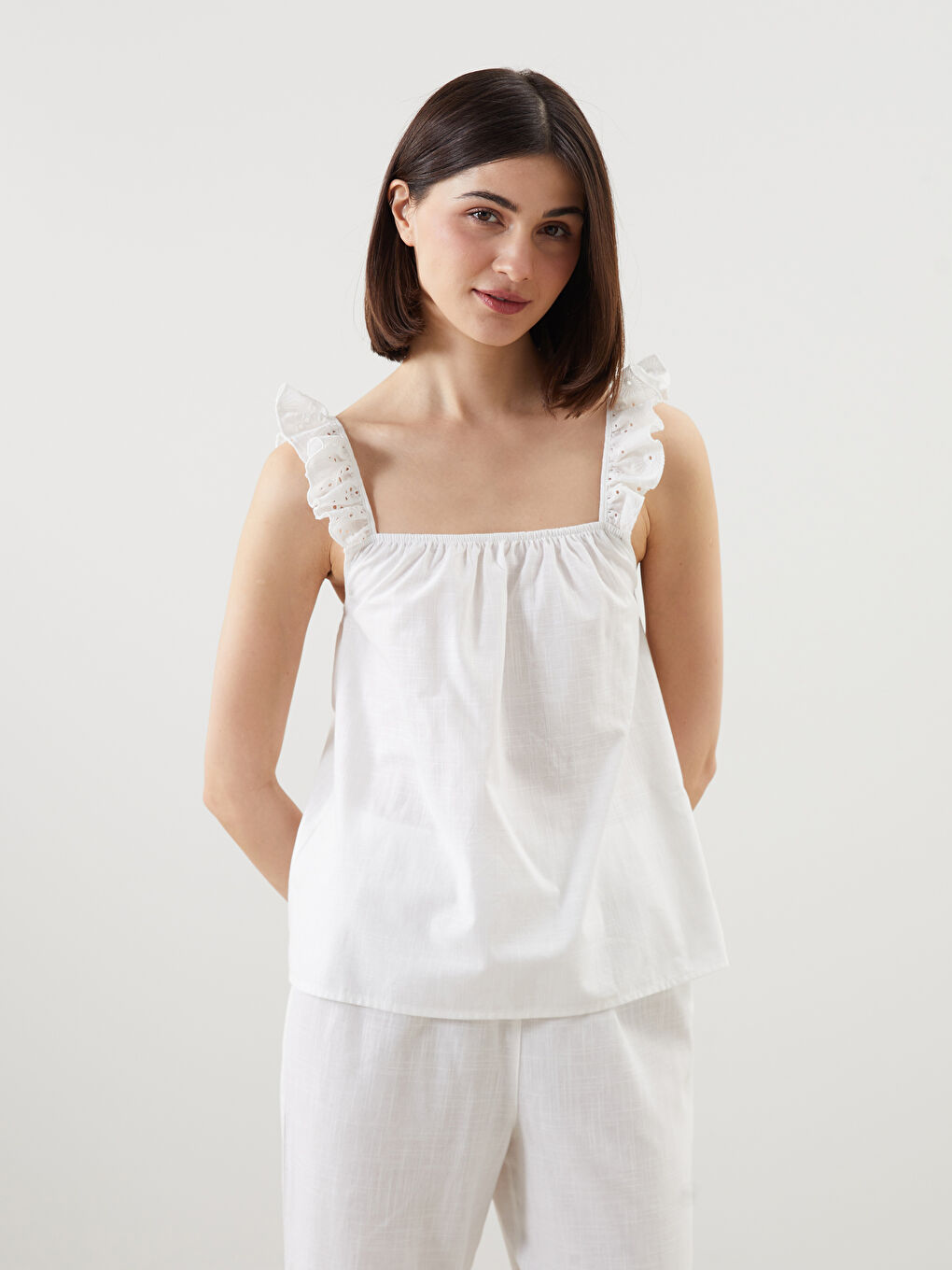 U Neck Embroidered Women's Pyjama Set -S5G230Z8-JYX