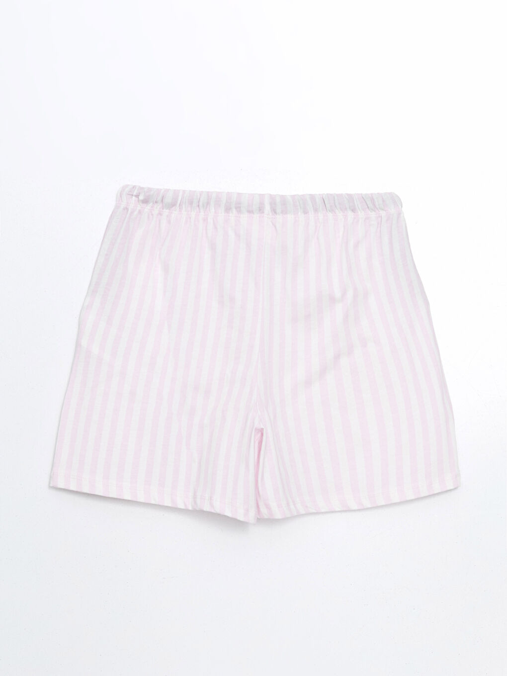 Ekru Beli Lastikli Çizgili Kadın Şort Pijama Altı-1