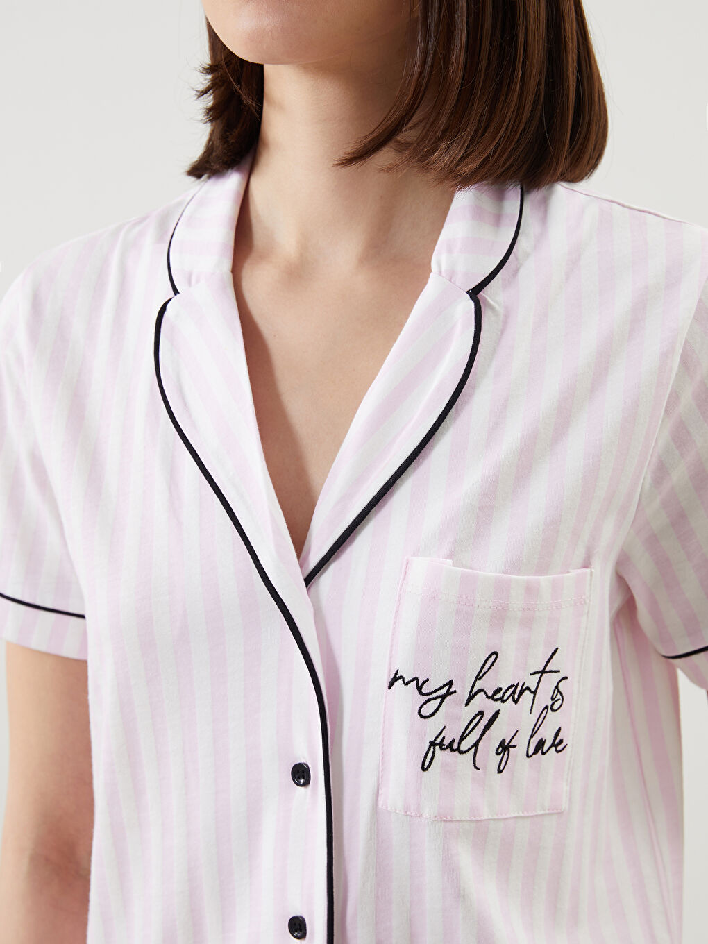 Shirt Collar Striped Women's Shorts Pajama Set -S5G248Z8-LRA