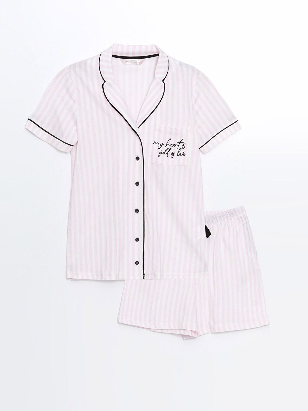 Shirt Collar Striped Women's Shorts Pajama Set -S5G248Z8-LRA