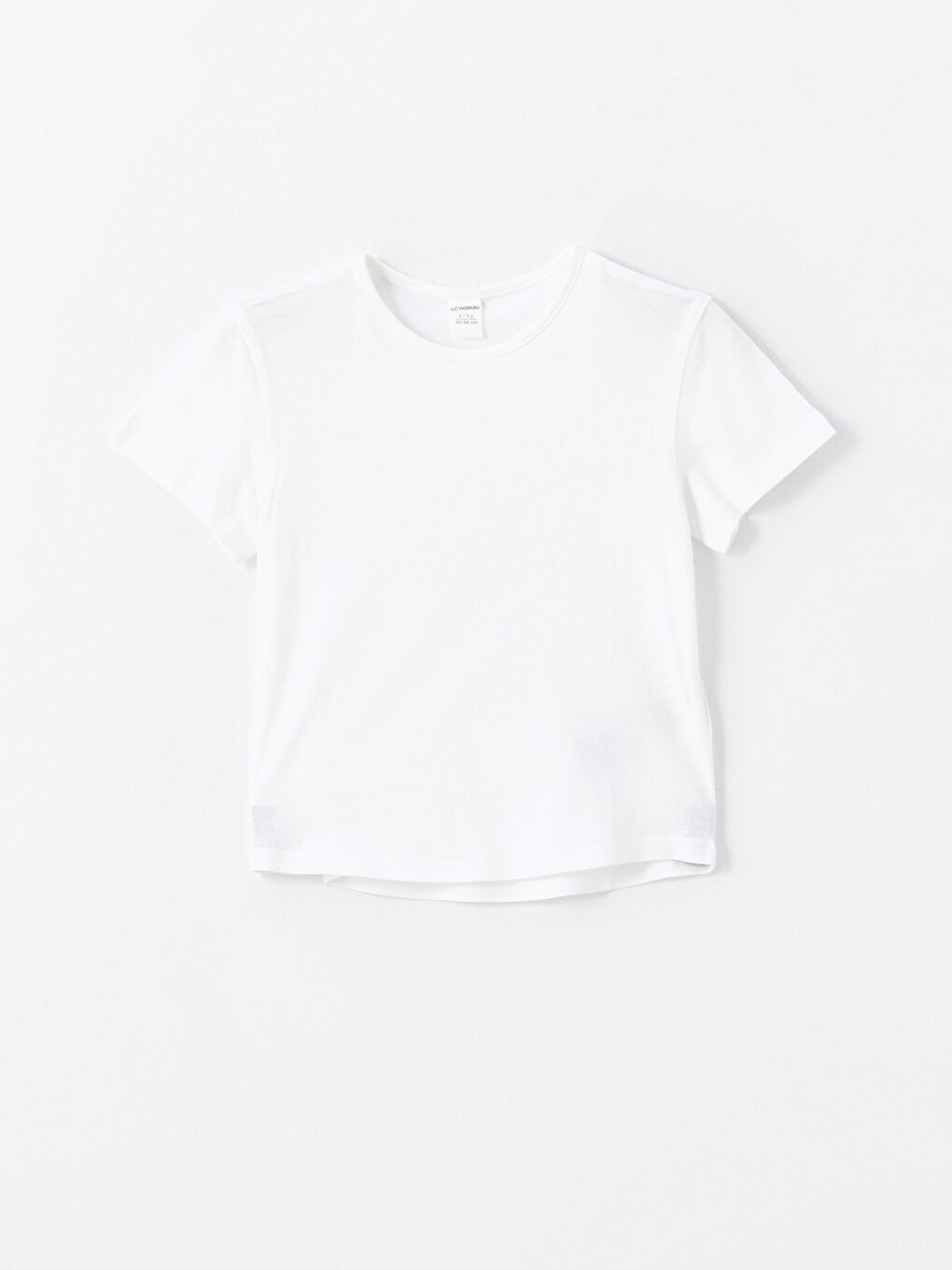 LCW Kids Beyaz Bisiklet Yaka Basic Kız Çocuk Tişört