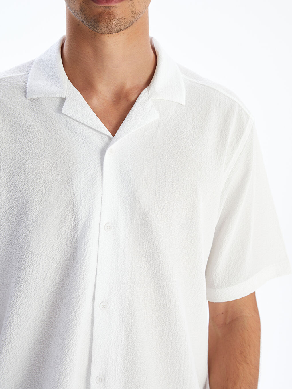 Beyaz Regular Fit Kısa Kollu Erkek Gömlek-2