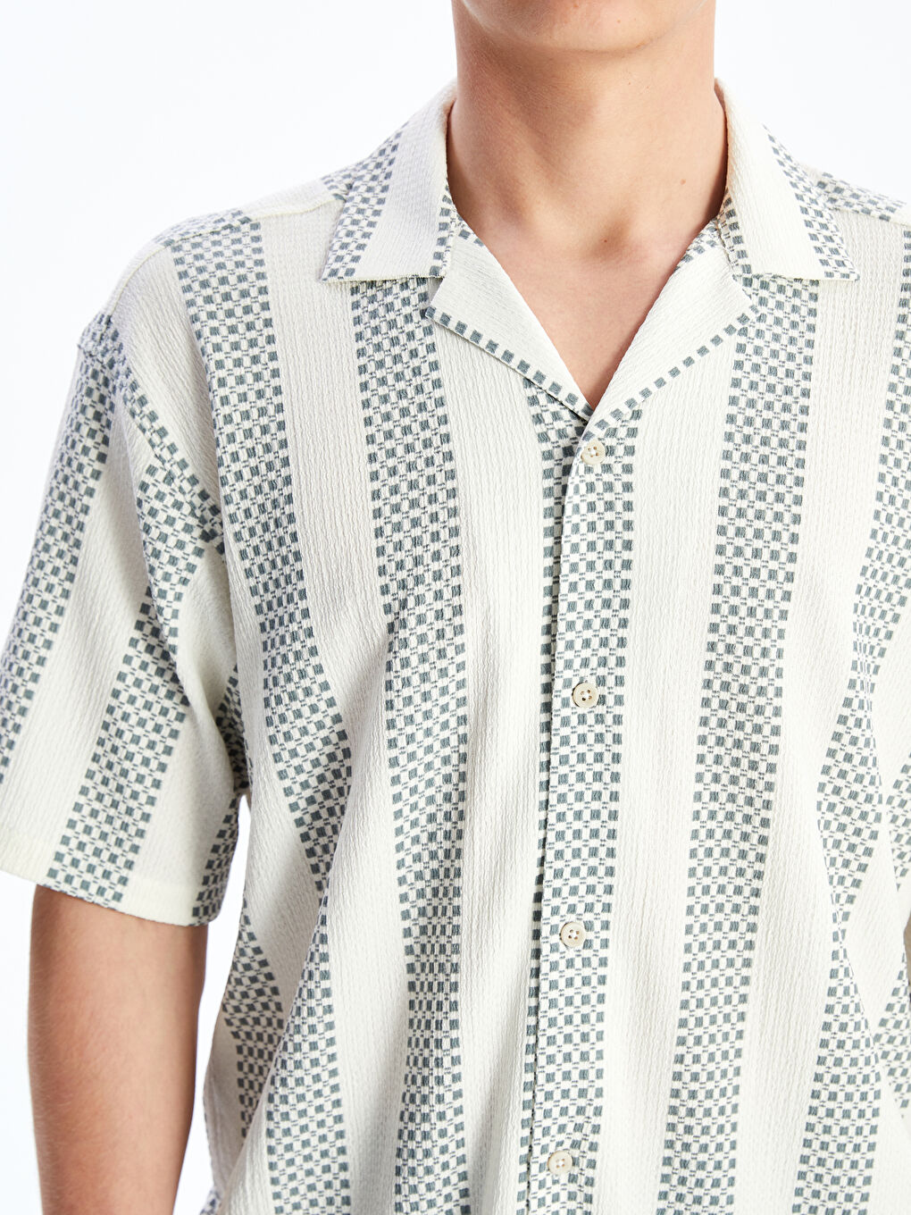 Regular Fit Short Sleeve Patterned Men's Shirt -S5G263Z8-LSY