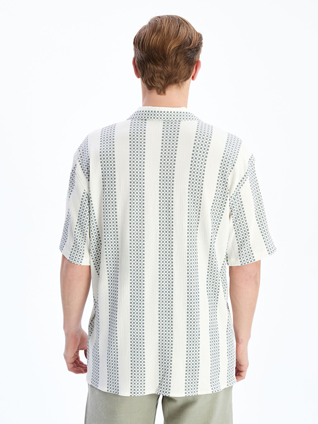 Regular Fit Short Sleeve Patterned Men's Shirt -S5G263Z8-LSY