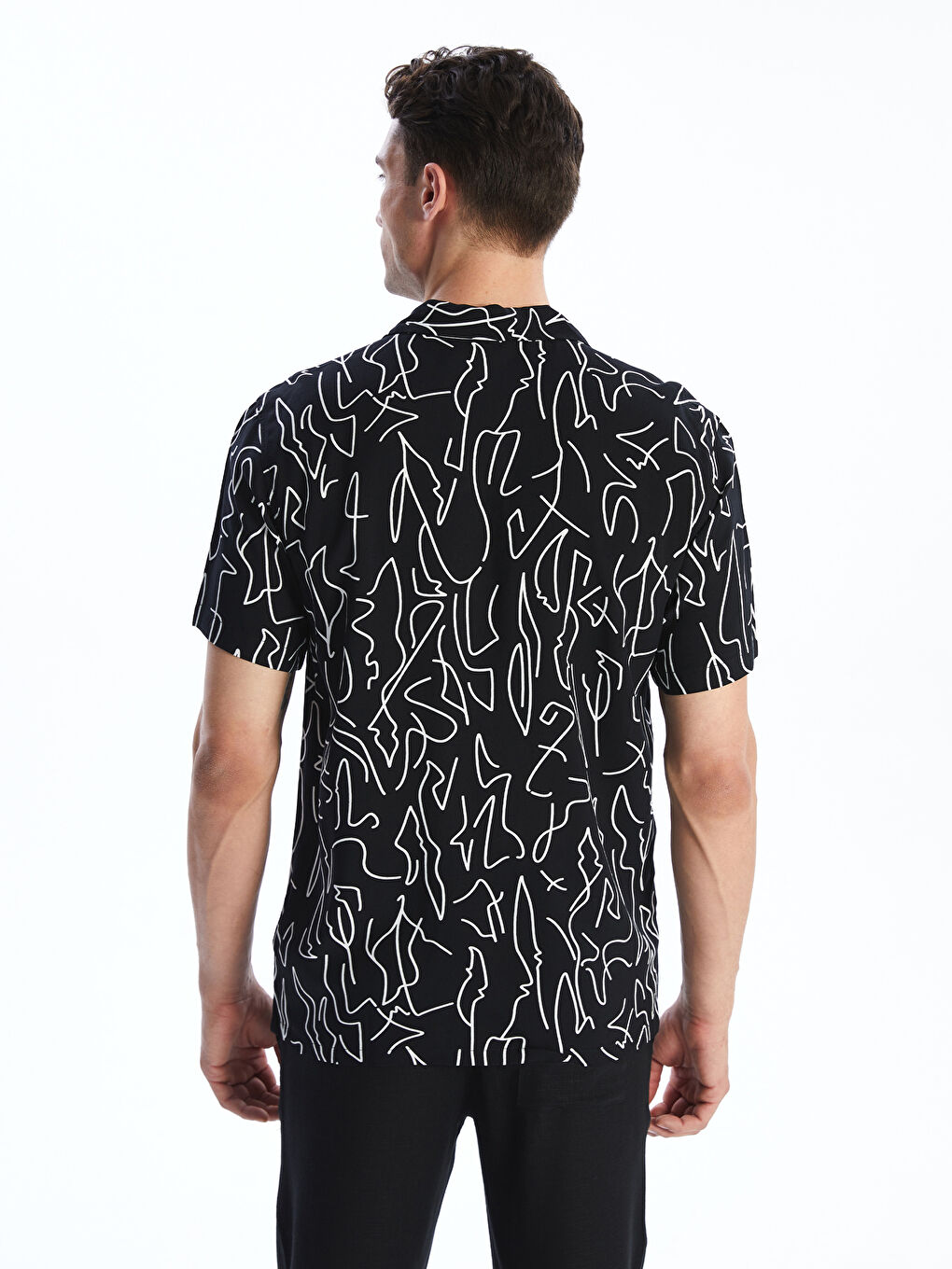 Chemise pour Hommes à Manches Courtes À Motifs en Viscose Coupe Régulière-3
