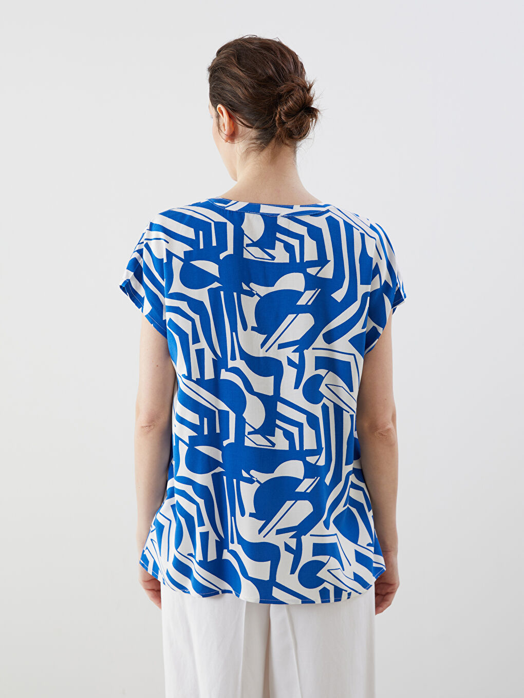 Notch Neck Patterned Women's Blouse -S5G318Z8-LSJ