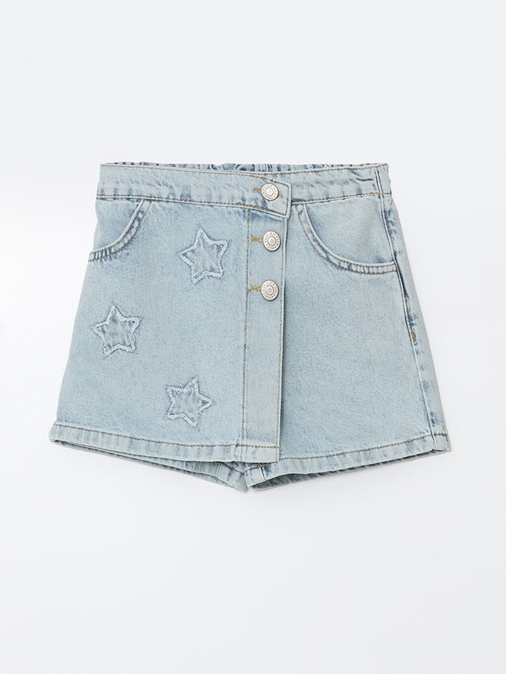 LCW ECO Mavi Beli Lastikli Kız Çocuk Jean Şort Etek