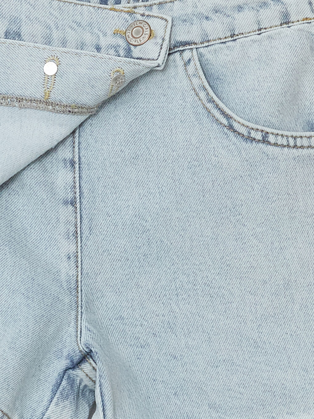LCW ECO Mavi Beli Lastikli Kız Çocuk Jean Şort Etek - 1