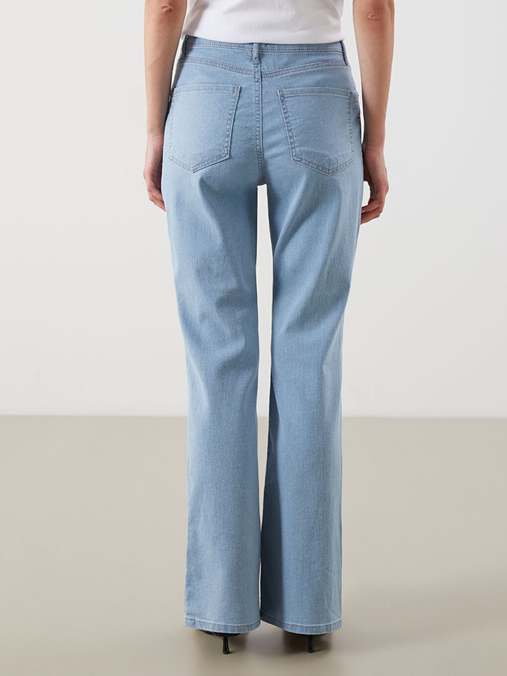 İndigo Crop Flare Kadın Jean Pantolon-3