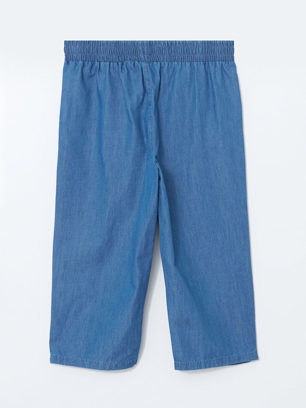 İndigo Beli Lastikli Kadın Jean Kapri-5