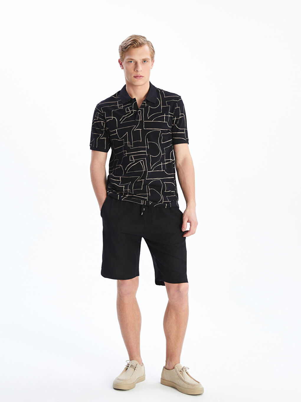 LC Waikiki Polo Neck Short Sleeve Patterned Pique Men's T-Shirt -S5G424Z8-CVL
