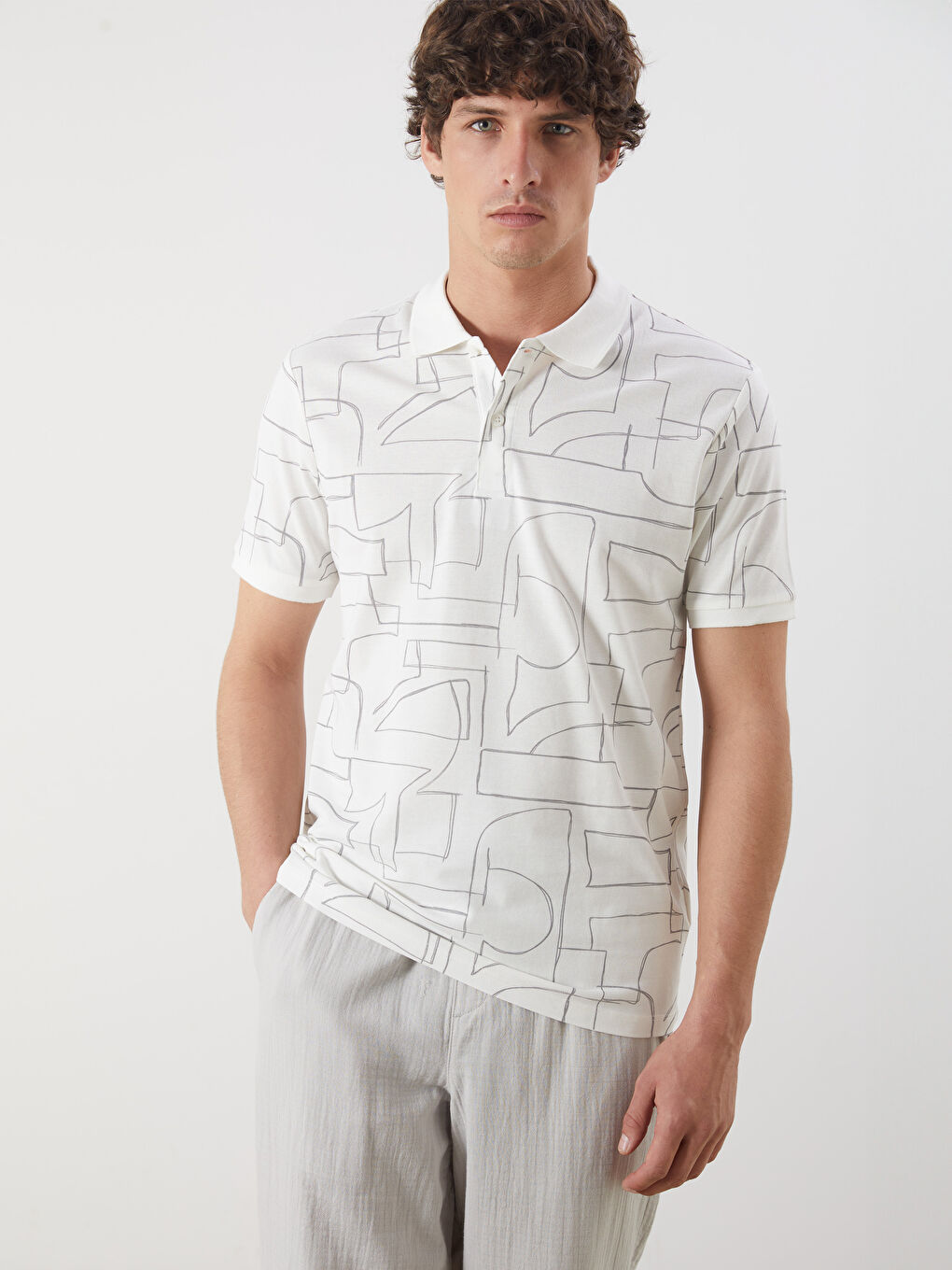 LC Waikiki Polo Neck Short Sleeve Patterned Pique Men's T-Shirt -S5G424Z8-R9J