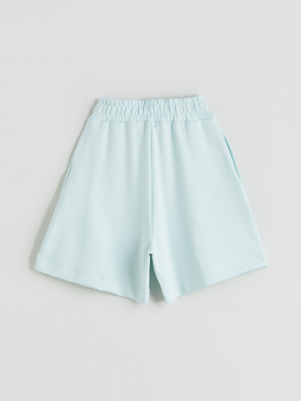 Mavi Beli Lastikli Kadın Şort-5