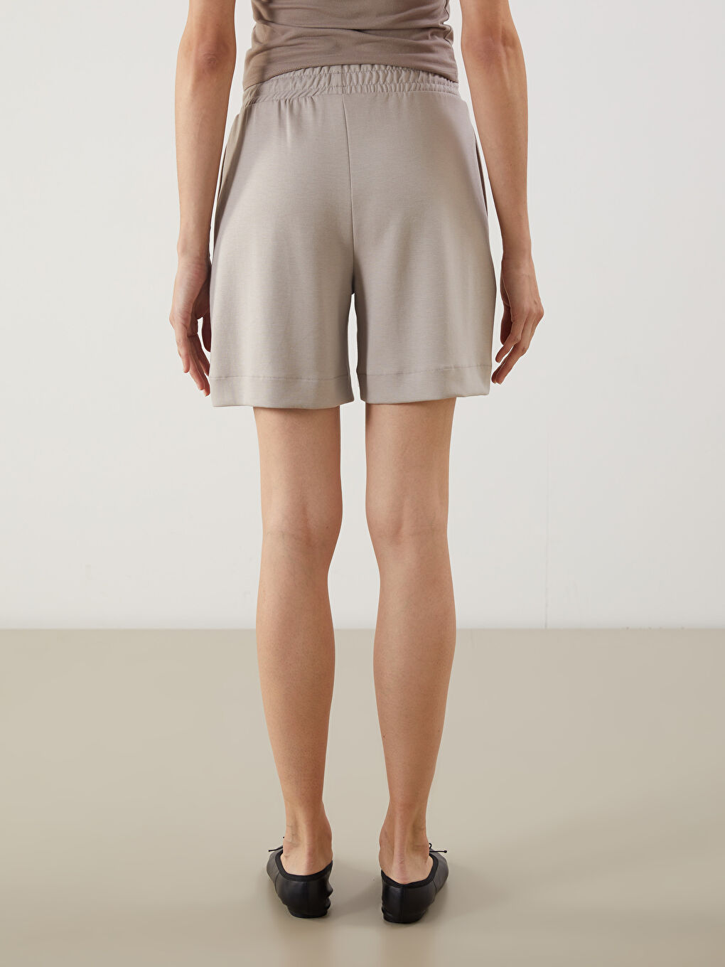 Elasticated Waist Women's Shorts -S5G435Z8-GEY