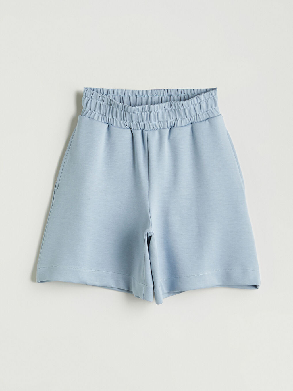 Mavi Beli Lastikli Kadın Şort-4