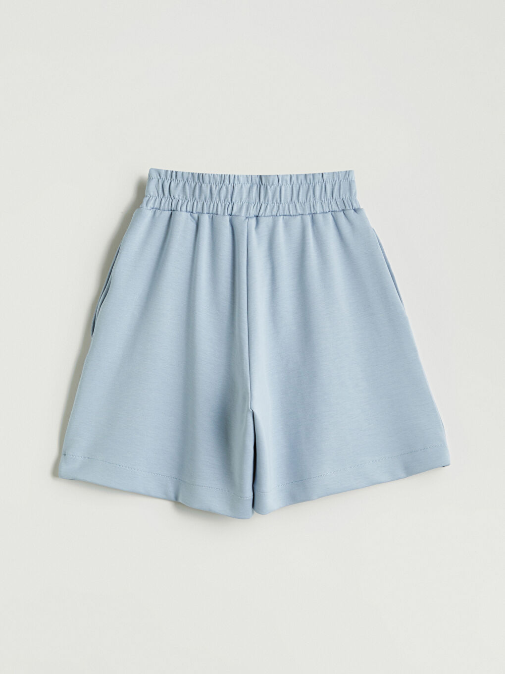 Mavi Beli Lastikli Kadın Şort-5