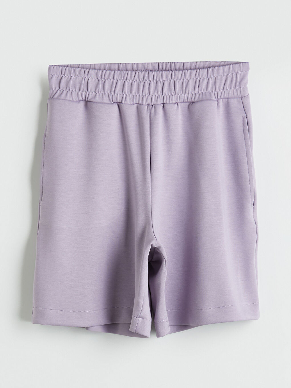 Lila Beli Lastikli Kadın Şort-4